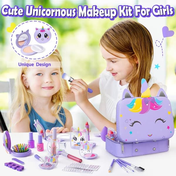 Kids Makeup Kit - Washable Cosmetic Set for Girls Ages 3-12