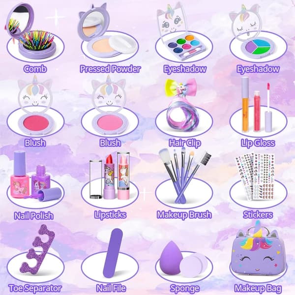 Kids Makeup Kit - Washable Cosmetic Set for Girls Ages 3-12