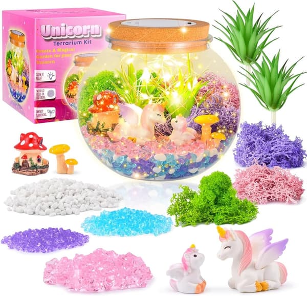 Unicorn Birthday Craft Kit - DIY Terrarium for Kids 5-12
