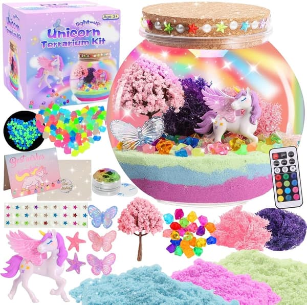Unicorn Light-Up Terrarium Kit for Kids' Birthday Gifts