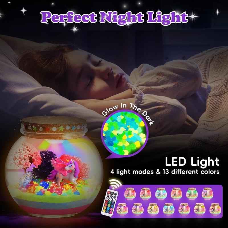 Unicorn Light-Up Terrarium Kit for Kids' Birthday Gifts