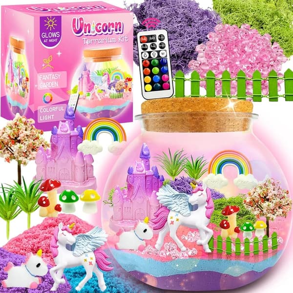Unicorn Terrarium Kit for Kids - Arts & Crafts Birthday Gift