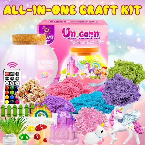 Unicorn Terrarium Kit for Kids - Arts & Crafts Birthday Gift