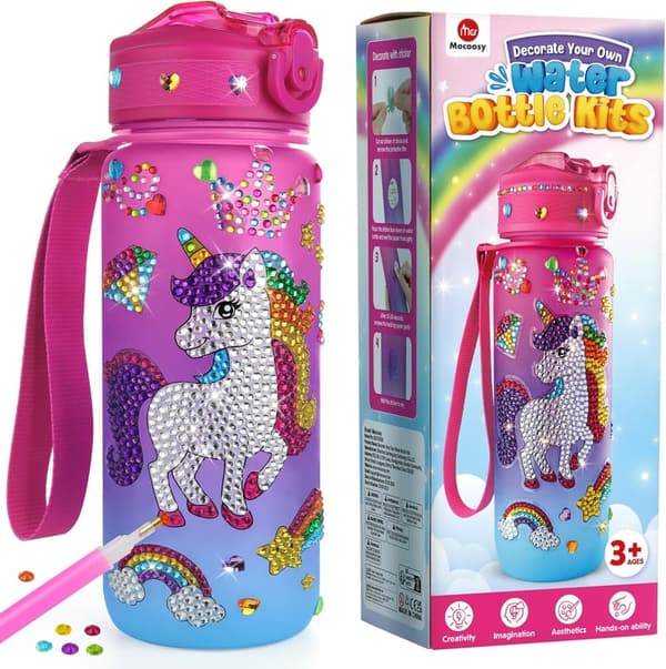 Unicorn & Mermaid Water Bottle Art Kit for Girls Age 5-10