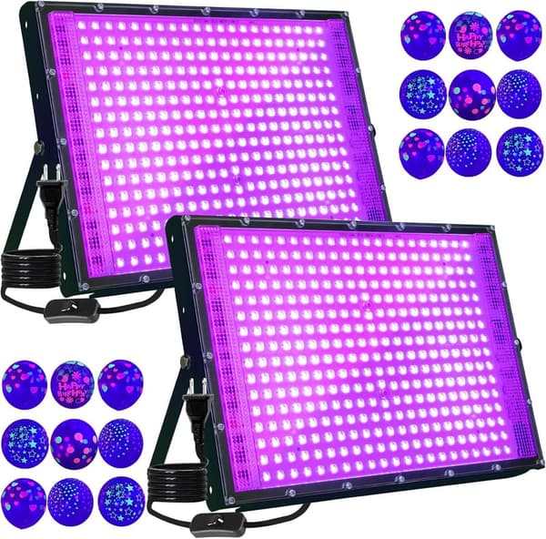 UV Black Light 336 LEDs - 2 Pack for Glow Parties & Halloween