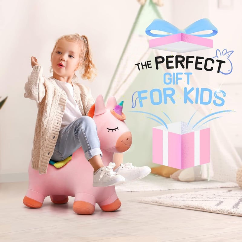 Unicorn Bouncy Ride-On Toy for Kids - Perfect Birthday Gift
