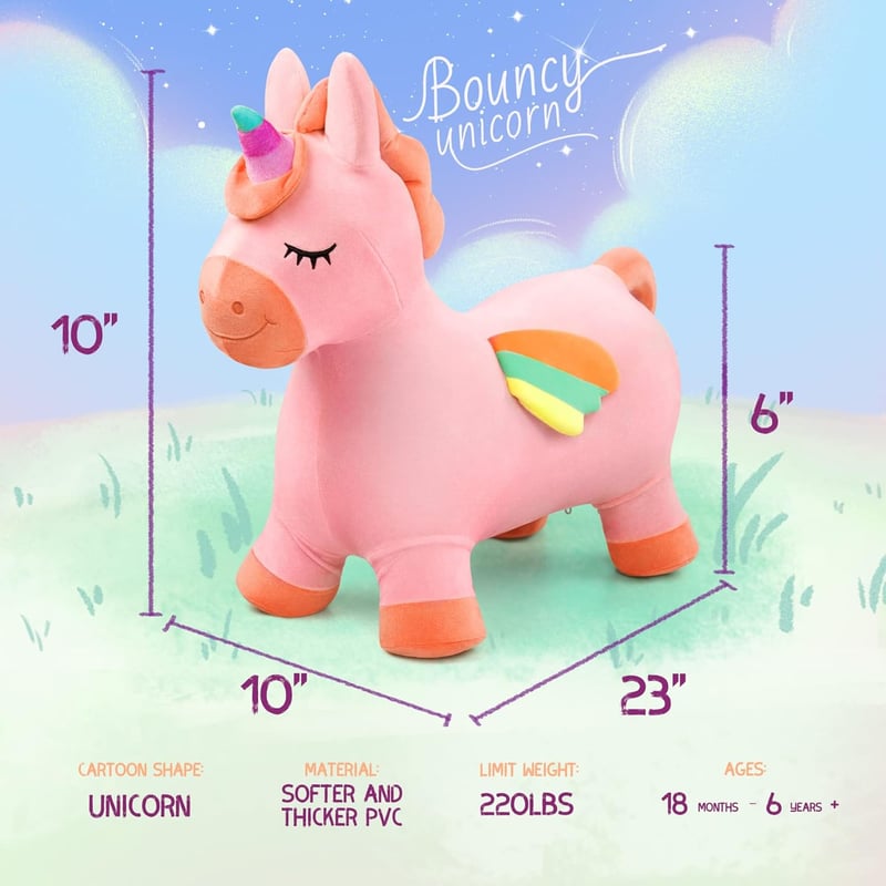 Unicorn Bouncy Ride-On Toy for Kids - Perfect Birthday Gift