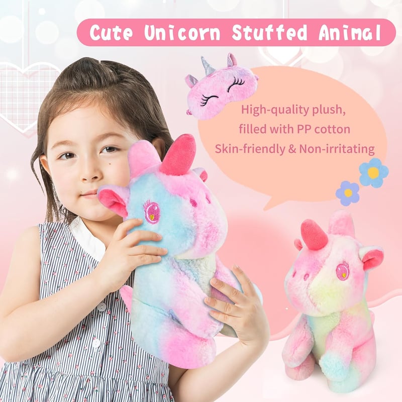 Unicorn Toy Set for Girls Age 6-8 - Plush Diary, Headband & Eye Mask