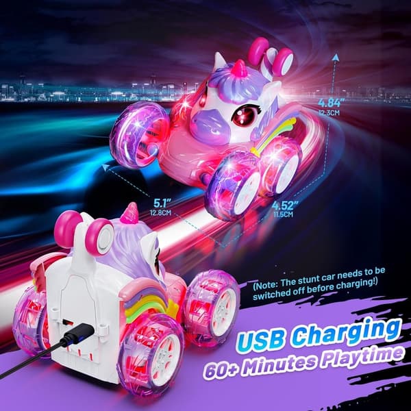 Unicorn 4WD Remote Control Car with LED Lights for Girls