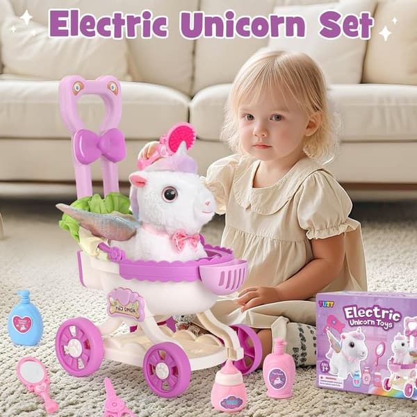 Interactive Walking Unicorn Stroller Toy Set for Girls, 3-6 Years