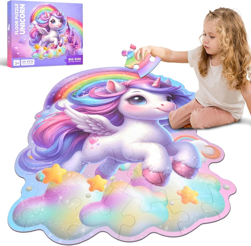 Unicorn Floor Puzzle for Kids Ages 3-8 - 45 Large Pieces