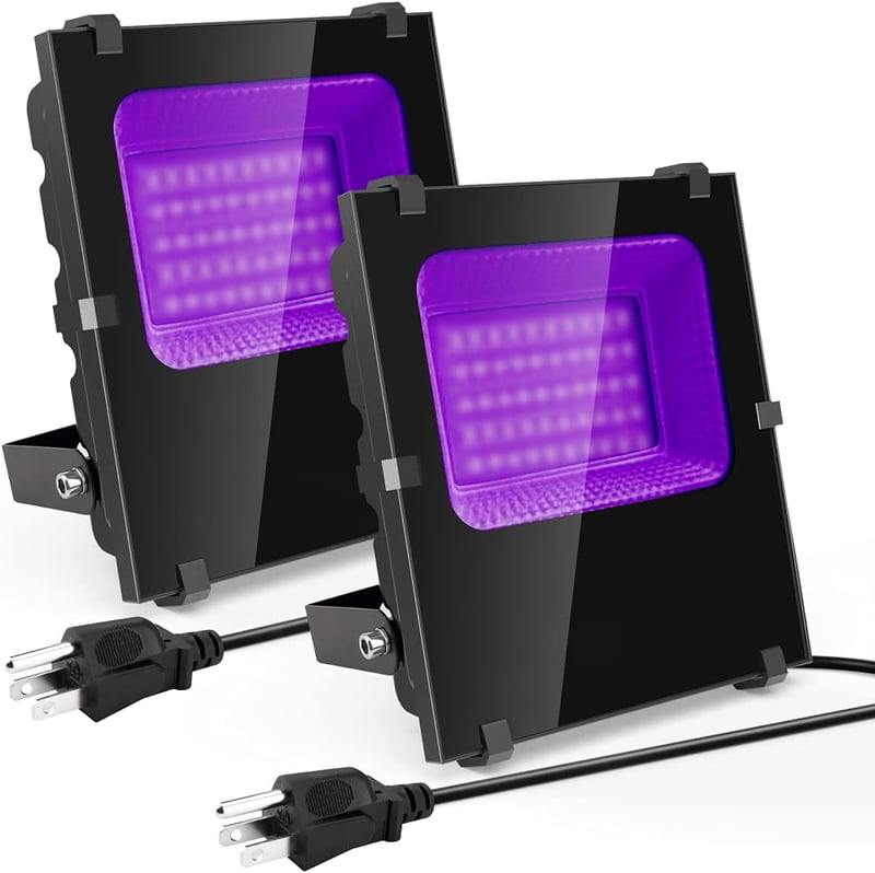 120W Waterproof LED UV Blacklight Floodlights for Glow Parties (2 Pack)