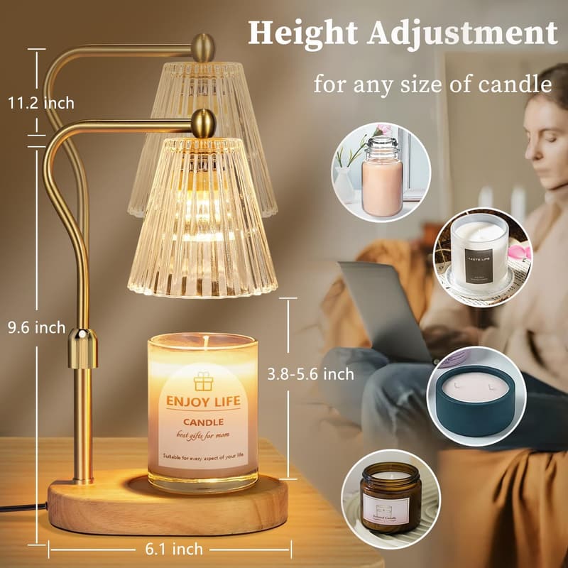 Candle Warmer Lamp with Timer & Adjustable Height for New Home