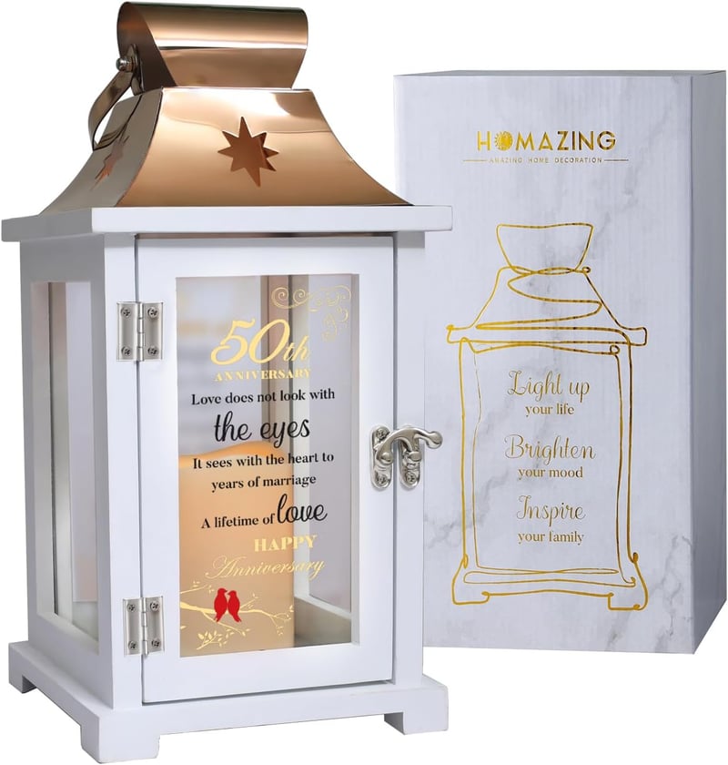50th Anniversary Golden Lantern Gift for Couples