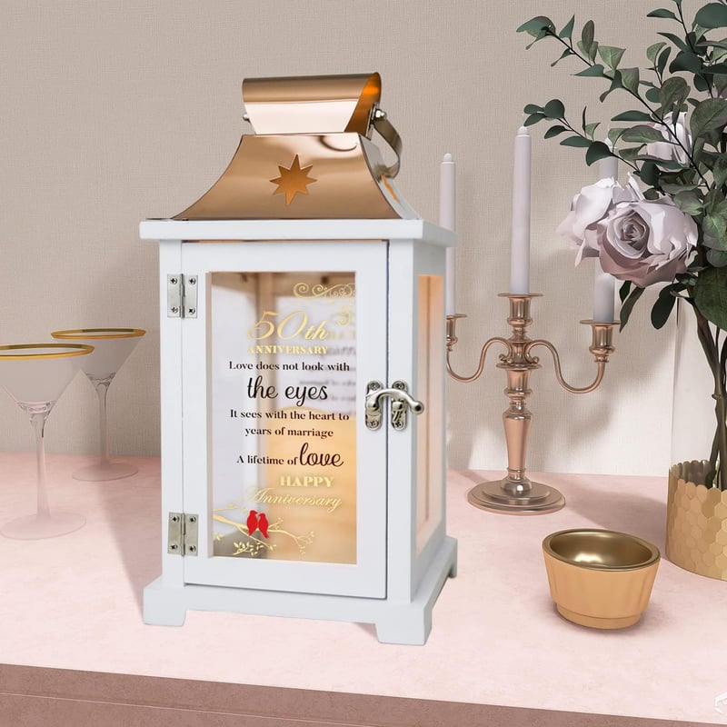 50th Anniversary Golden Lantern Gift for Couples