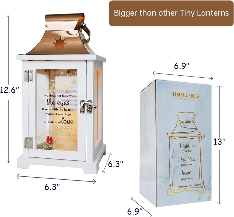 50th Anniversary Golden Lantern Gift for Couples