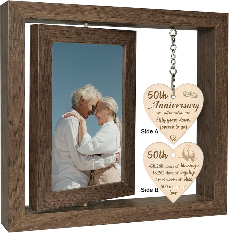 50th Anniversary Picture Frame for Couples (Holds Two 4x6 Photos)