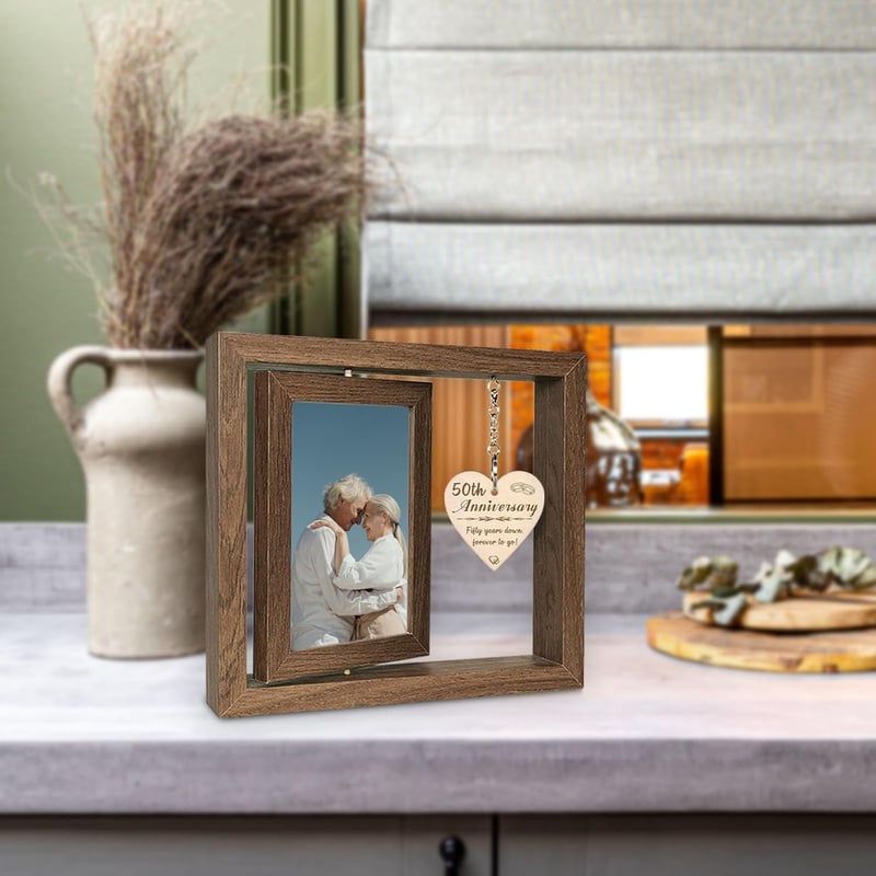 50th Anniversary Picture Frame for Couples (Holds Two 4x6 Photos)