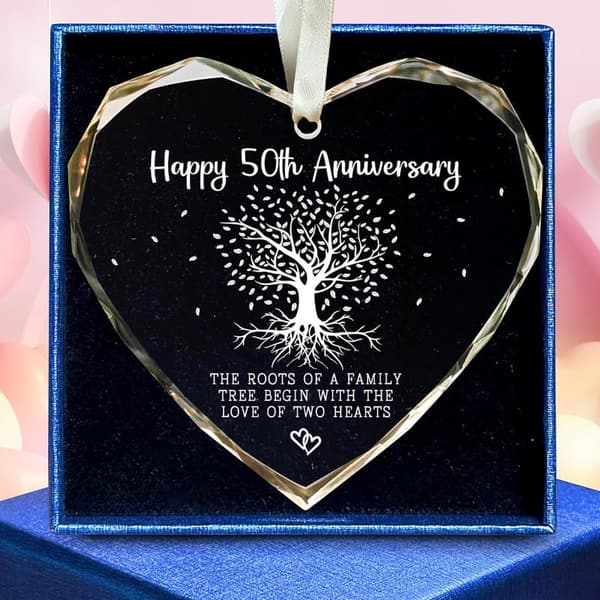 50th Anniversary Glass Ornament Gift for Couples
