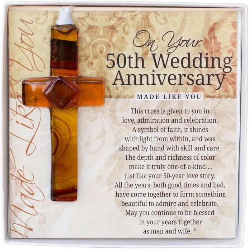 50th Anniversary Handmade Glass Cross Gift