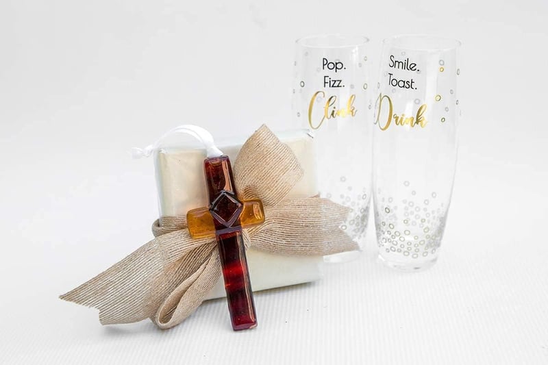 50th Anniversary Handmade Glass Cross Gift