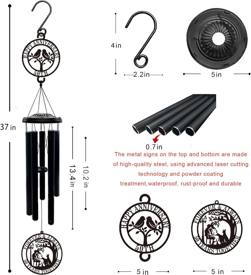 50th Anniversary Wind Chime Gift - Love Bird Keepsake