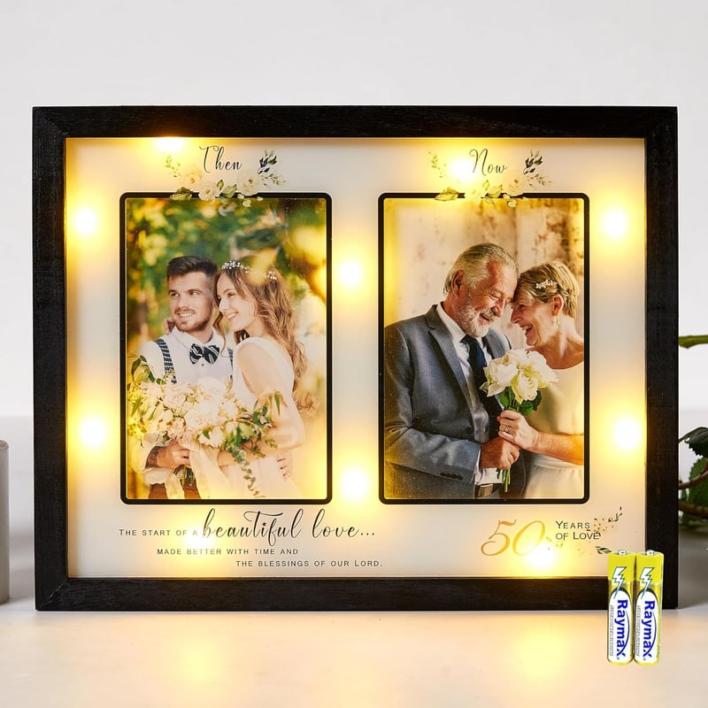 50th Anniversary Wooden Picture Frame for Couples