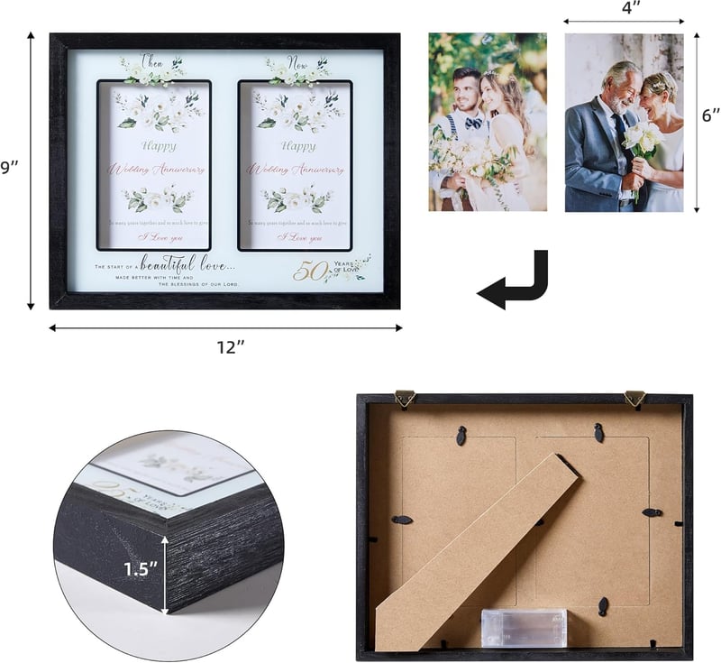 50th Anniversary Wooden Picture Frame for Couples