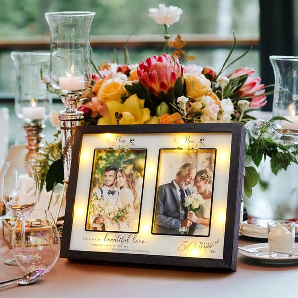 50th Anniversary Wooden Picture Frame for Couples