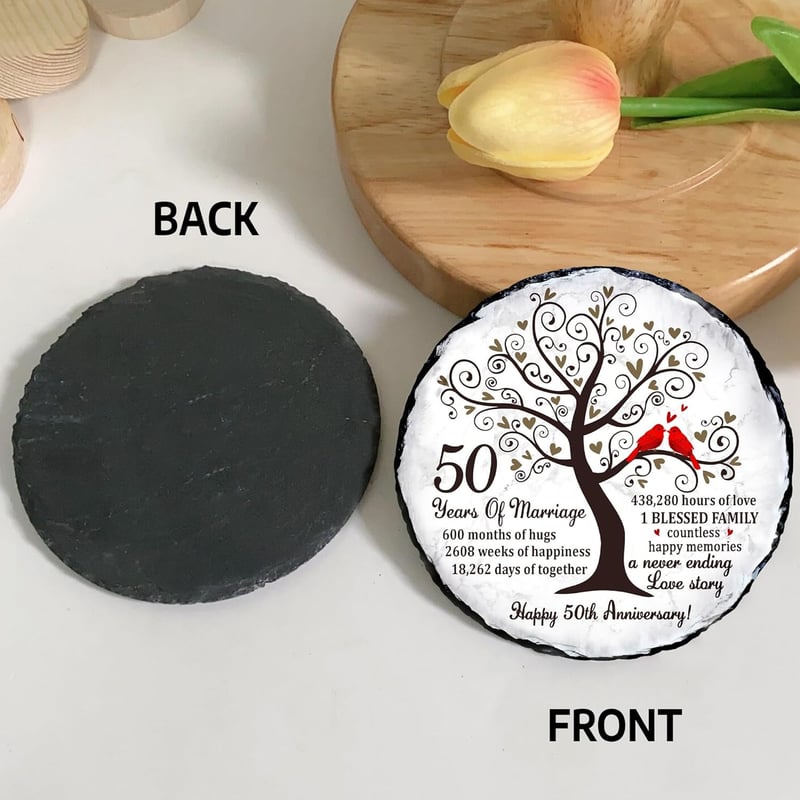 50th Anniversary Golden Slate Plate for Parents