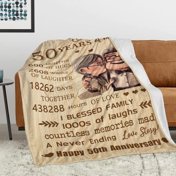 50th Anniversary Blanket Gift for Couples, 60