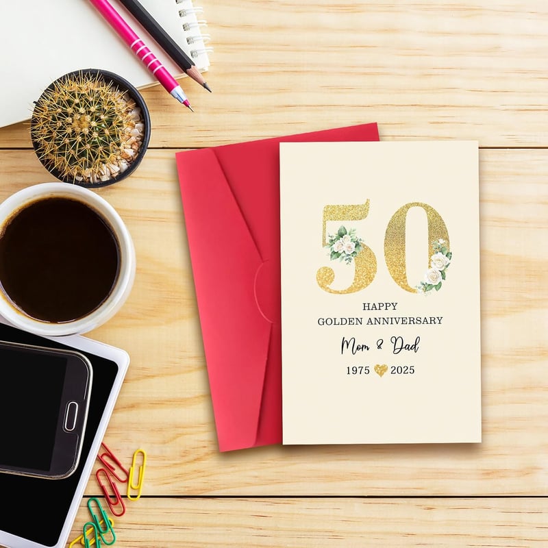 50th Anniversary Card for Parents, Eco-Friendly Design