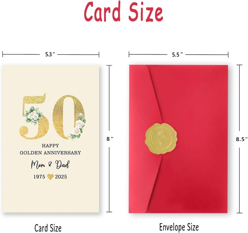 50th Anniversary Card for Parents, Eco-Friendly Design