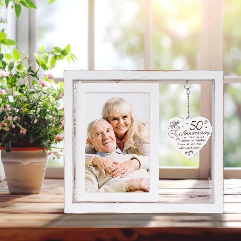 50th Anniversary Golden Picture Frame for Couples