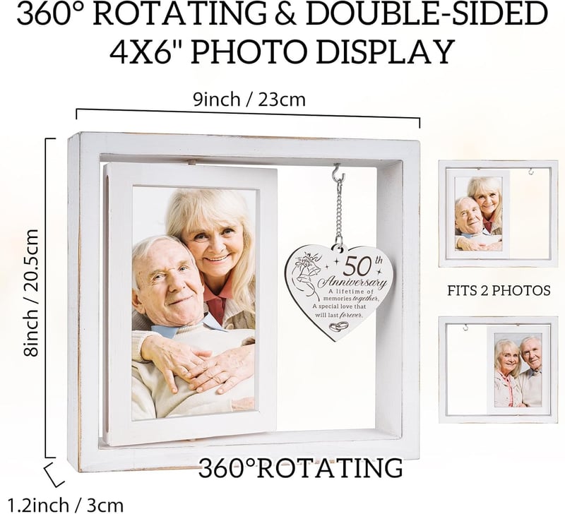 50th Anniversary Golden Picture Frame for Couples