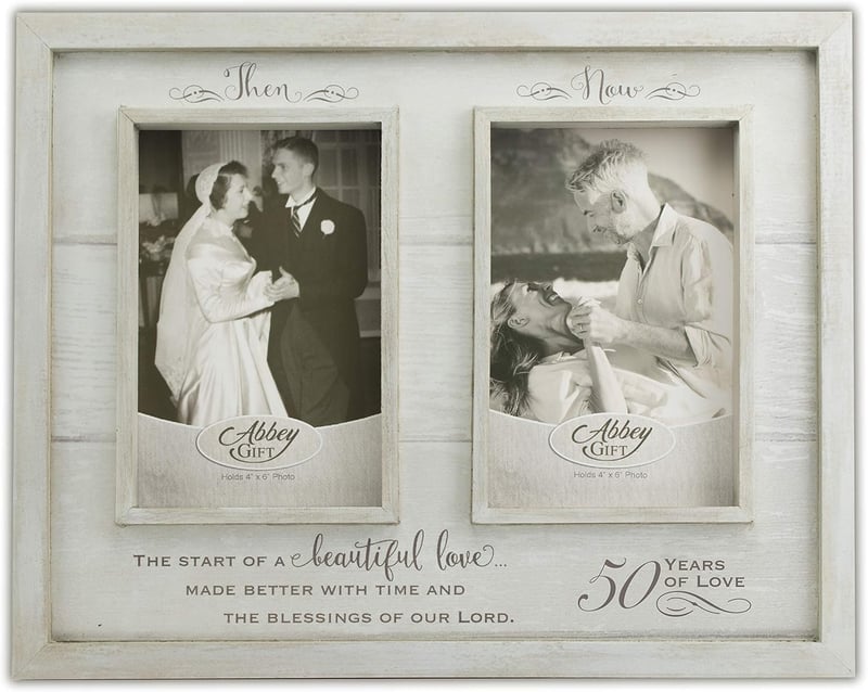 50th Anniversary Rustic Wood Photo Frame for Couples