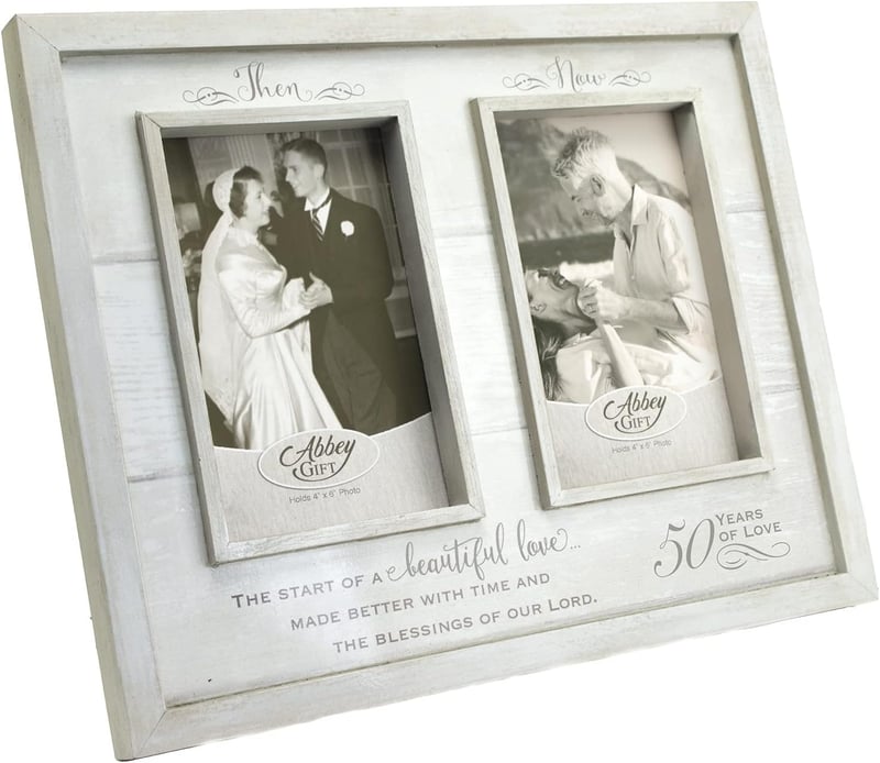 50th Anniversary Rustic Wood Photo Frame for Couples
