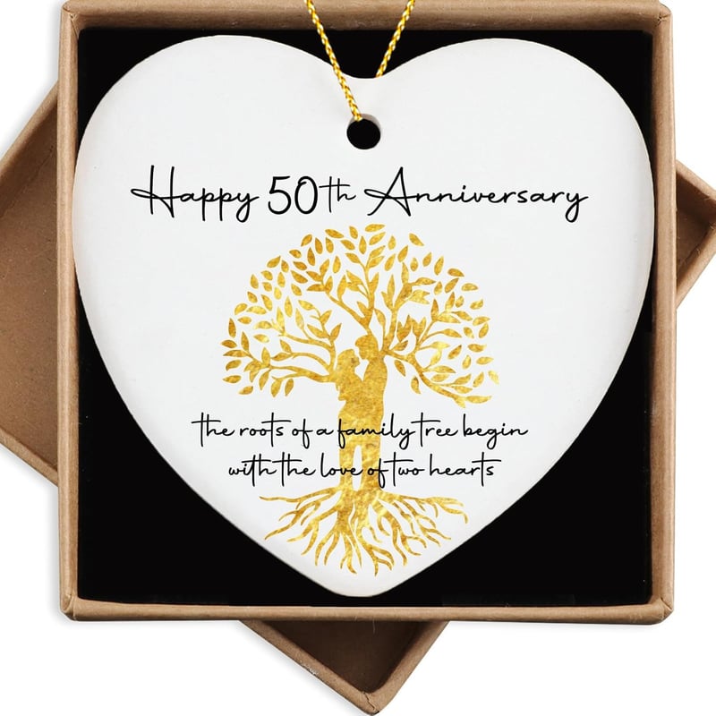 50th Anniversary Heart Plaque Keepsake for Couples