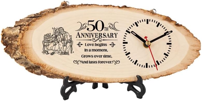 Happy 50th Anniversary Wooden Clock for Couples