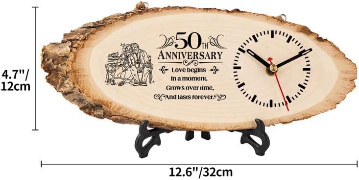 Happy 50th Anniversary Wooden Clock for Couples