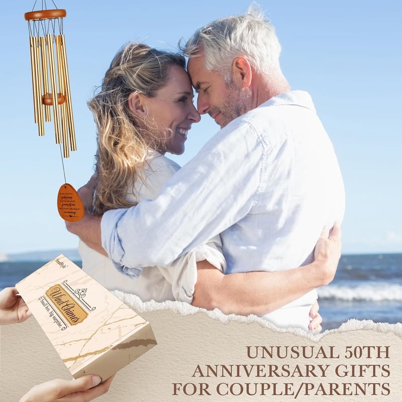 50th Anniversary Wind Chime – Golden Keepsake for Couples