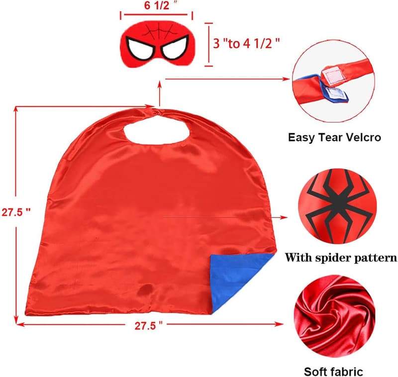 Kids' Superhero Cape and Mask Costume for Ages 3-9