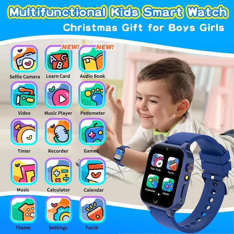 Kids' Smart Watch with Games, HD Camera & Pedometer for Ages 4-12