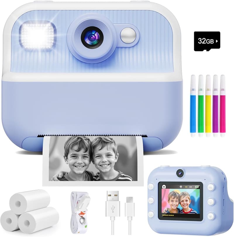 Dual Lens 1080P Instant Camera for Kids - Holiday Gift
