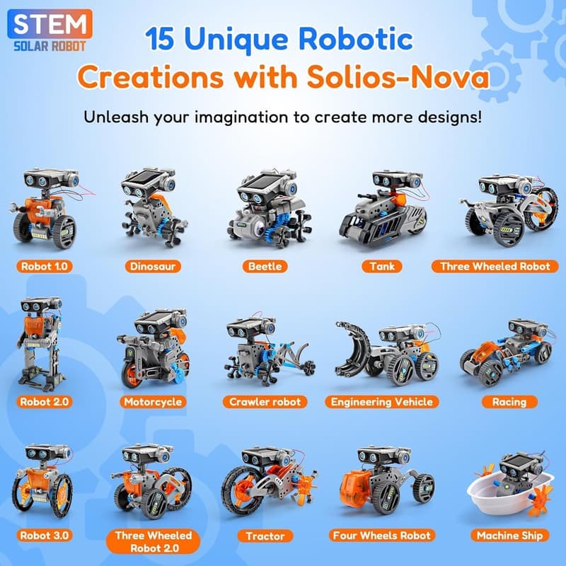STEM Solar Robot DIY Kit for Kids 8-12 - Birthday Gift
