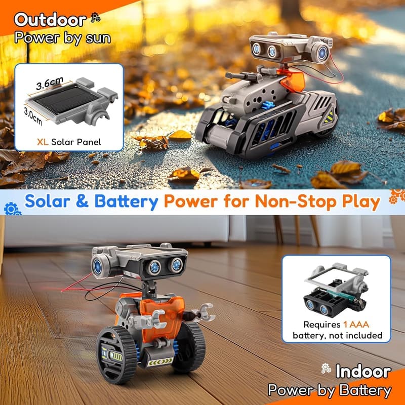 STEM Solar Robot DIY Kit for Kids 8-12 - Birthday Gift