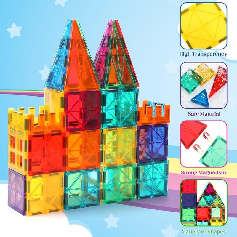 Magnetic Building Tiles Set – 104PCS Educational Construction Toy