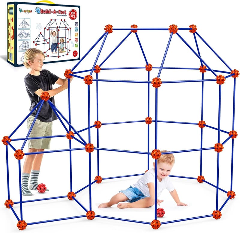 STEM Fort Building Kits for Kids - 180 Pieces, Ages 4+