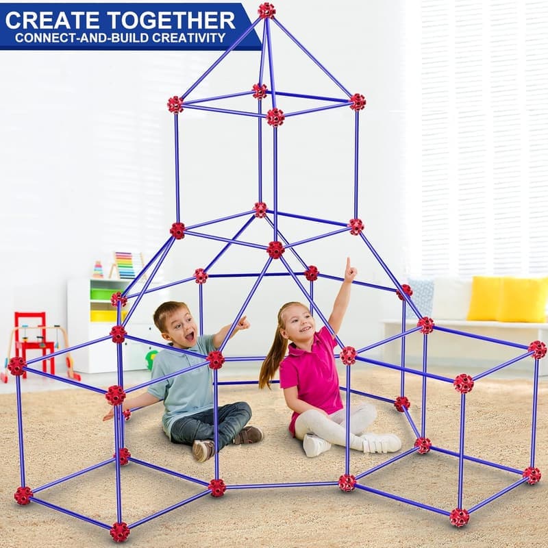 STEM Fort Building Kits for Kids - 180 Pieces, Ages 4+