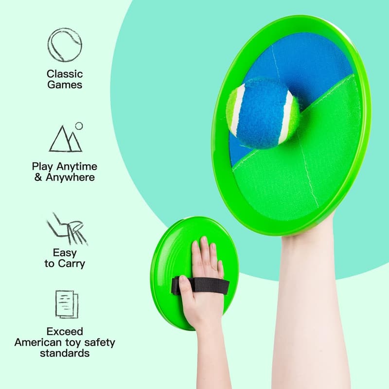 Toss and Catch Ball Game Set for Kids - 2 Paddles & 2 Balls
